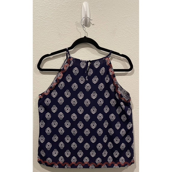 THML Halter Navy Blue Embroidered Top - Picture 3 of 4